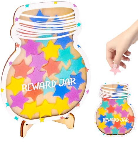 Vibbang Star Reward Jar and Tokens - Personalized Charts for Children Behaviour, Magnetic Chart for Boys Girls - Incentive for Positive Behavior at Home, School, Teacher