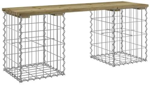 vidaXL Banc de Jardin Design Gabion 103x31x42 cm Bois de pin imprégné, siège de Jardin, Banc de Parc, Banc de Pique-Nique de Jardin, Banc extérieur