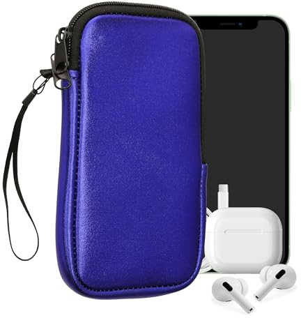 kwmobile Handytasche für Smartphones XL - 6,7/6,8 - Neopren Handy Hülle Metallic Dunkelblau - Handy Tasche 17,2 x 8,4 cm Innenmaße