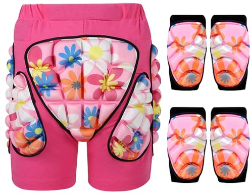 Weduspaty 3pcs/Set Snowboard -Schutzausrüstung, Kinder -Impact -Shorts, Knieholfen & Ellbogenpolster Eva gepolsterte Snowboard -Shorts Dicke Ripple Impact Shorts Guard für Kinder Ski -EIS Skaten xs