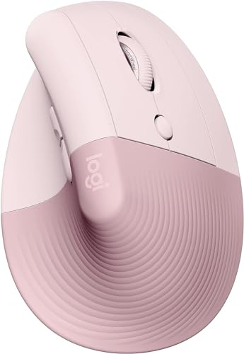 logitech Lift Vertical Ergonomic Mouse, Wireless, Bluetooth or Logi Bolt USB receiver, Quiet clicks, PC - Pink