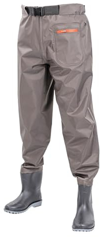 Rvlaugoaa Wathose Anglerhose Wathosen Zum Fischen mit Stiefeln, 2-lagig Nylon/PVC Wathose mit Taille, Wasserdicht und Atmungsaktiv Jagd Hüftwathose (Color : C, Size : US9.5/EU42/UK8.5/CN43)