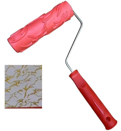 Embossing Texture Patterned Paint Roller for Wall Decoration, DIY Paint Art Tool for Wall Decoration, 7'' Pattern Paint Roller for Wall, Graining Painting Tool with Handle (B)