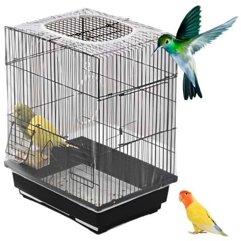 BDEPSTR Recogeplumas, Funda para Jaula de Pájaros, Malla para Jaula de Pájaros, Malla para Jaula de Loros, Malla de Nylon Elástico, Adecuada para Jaulas de Pájaros con una Circunferencia de 140-220cm