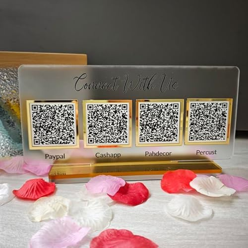 Pahdecor Personalisiertes, mattiertes Acryl-Schild für soziale Medien, Multi-QR-Code, Scannen zur Zahlung, kleines Pop-Up-Shop-Review-Plakette, Unternehmen, Schönheit, Friseure, Geschäft, Dekoration