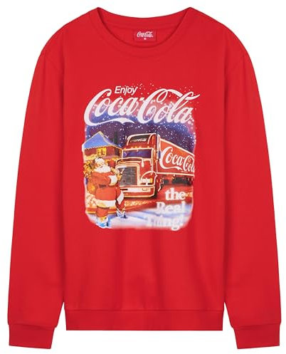 Coca-Cola Pull de Noël Femme, Adultes et Adolescents - Cadeaux Festifs de Noël (Rouge, XL)