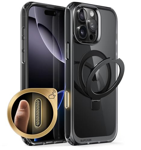 SUPCASE für iPhone 16 Pro Hülle 6.3'' mit Ringständer, Kompatibel mit MagSafe Slim Handyhülle Dünn Case Durchsichtig Schutzhülle Backcover [UBeetle Mag Stand] für iPhone 16 Pro 2024 (FSchwarz)