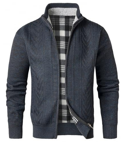 OlyljpinZ Cardigan da Uomo con Cerniera Lavorato a Maglia Caldo Maglione Invernale Foderato in Pile Pullover Giacca in Maglia a Manica Lunga Sweater Classico Felpa a Cavo Classics Cappotti