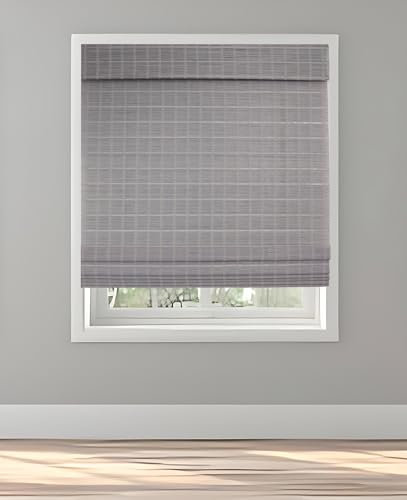TJ Global Cordless Bamboo Window Blind Sun Shade, Light Filtering Roman Shades (Grey, W20 x L72)