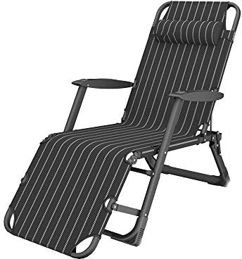Beach Lounge Chair Liegestühle 10 Stufen Verstellbar Sitzen und Liegen Multifunktionale Klappbare Sonnenliege für Strand und Park Vorfußstütze Ohne Kissen