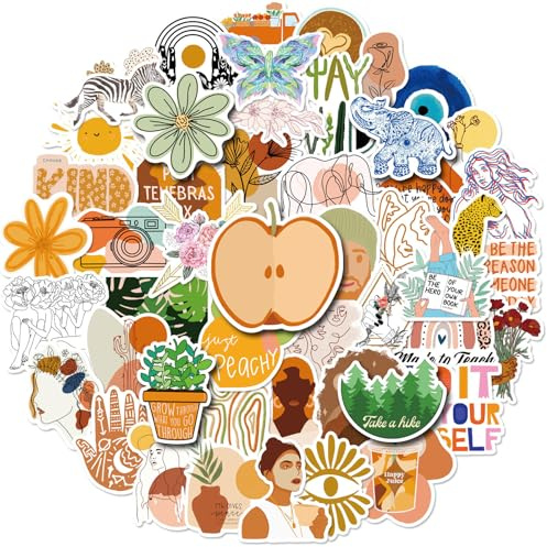 WERIGONI 50 Stück ästhetische Aufkleber für Erwachsene, Handgemalte Kunstgemälde Sticker Fotoalbum Scrapbook Stickers Fotoalbum Sticker