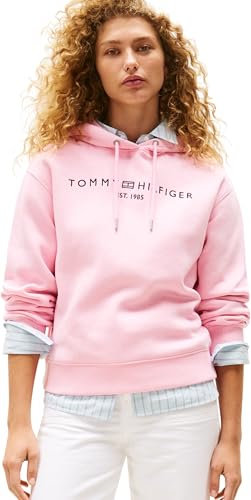 Tommy Hilfiger Donna Felpa con Cappuccio con Logo, Rosa (Classic Pink), 3XL