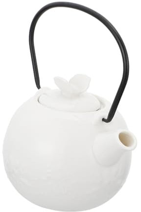 PHENOFICE Teiera Bianca con Decorazione a Farfalla in Rilievo, 1 Pezzo, Design Semplice, Creativa e Delicata, Facile da Pulire e Resistente al Calore