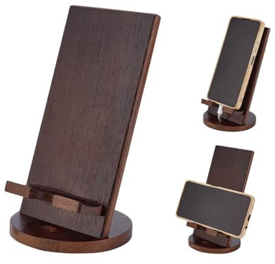 nbeads Support de Téléphone Portable en Bois, Support de Téléphone Pliable Réglable en Bois pour Bureau avec Trou de Chargement Accessoires de Bureau pour Support de Téléphone