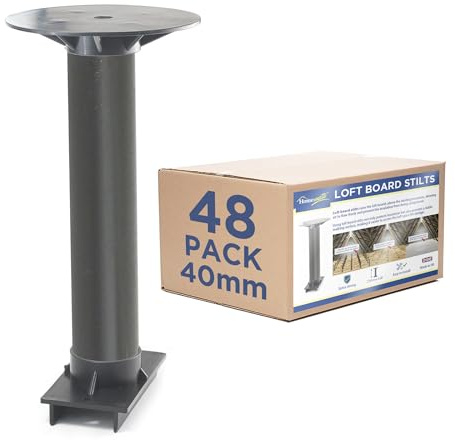 Homemate® Loft Board Stilts - Loft Attic Board Raising Kit for Extra Insulation Storage Raise Flooring Loft Spacing Legs (40mm - 48 Pack)