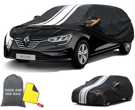 Cowtcver Housse Voiture Extérieure pour Renault Megane Ⅰ/Ⅱ/Ⅲ/Ⅳ/Ⅴ 1999-2026 | Bâche Voiture Imperméable Respirante Contre Pluie Soleil Poussière, Housse de Protection avec Zip et Doublure en Coton.