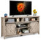 COSTWAY TV Stand for TVs up to 65 Inch, Farmhouse TV Cabinet Media Entertainment Center with Sliding Barn Doors and Adjustable Shelf, 150cm TV Unit Console Table for Living Room Bedroom (Maple Grey)