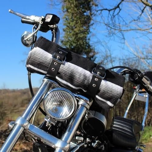 Mexikanische Motorrad-Decke im Vintage-Stil, Hot Rod, mehrfarbig, aus Baumwolle, mit Befestigungsriemen, ideal für Chopper, Bobber Custom Bikers und Camping, Renegade-Stil