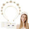 Haarreif Sterne Karneval, Sterne Stirnband Gold Krone mit Strass für Kinder Mädchen Damen und Gesicht Tattoo Sterne Mond Sticker, Göttin Haarreif Weihnachts für Fasching Geburtstag Weihnachten Party