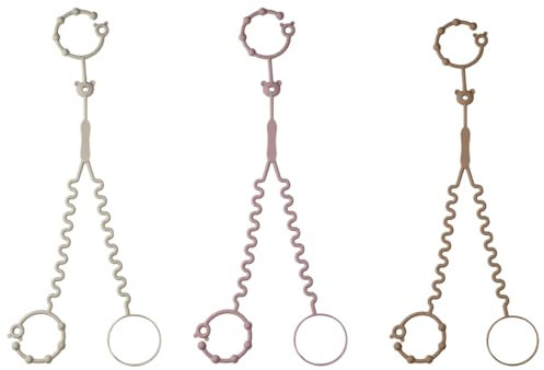 Schnullerkette Silikon, 2-in-1 Kinderwagen Spielzeug Kette Befestigung, Trinkbecher Halteriemen für Kinderwagen Hochstuhl Autositz, 3 Stück Babytrage Einteiliger Schnullerhalter und Beißringspielzeug