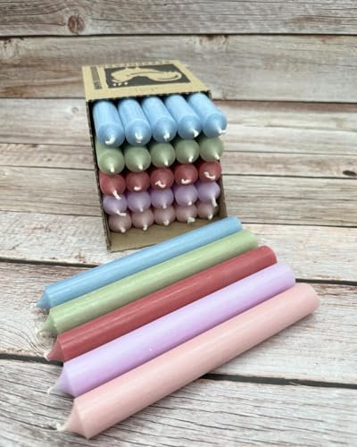 Kerzenfarm Hahn Stabkerzen-Set, 18cm Höhe, 22mm Durchmesser, 5 Farben, Bunte Kerzenbox (BOX 7)
