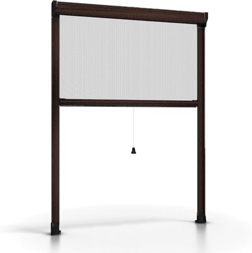 CILVANI ZANZARIERA A RULLO FRIZIONATA CON APERTURA VERTICALE COLORE BIANCO MARRONE BRONZO (MARRONE, 120X170)