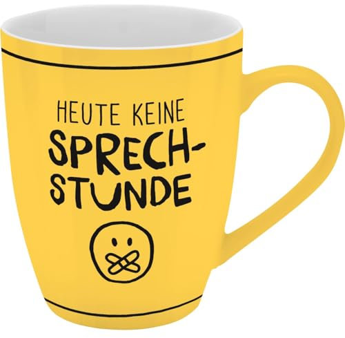 GRUSS & CO Becher mit Motiv Keine Sprechstunde | Tasse mit Spruch, New Bone China Porzellan, 35 cl, mit Geschenkbaderole | lustiges Geschenk, Geburtstag | 74212