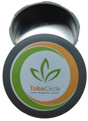 TABYC Taschenaschenbecher recyceltes Kunststoff, grau, Moderner Ashtray mit Deckel und Einlegeblech, 1 Stück, Haushaltsartikel/Raucherzubehör