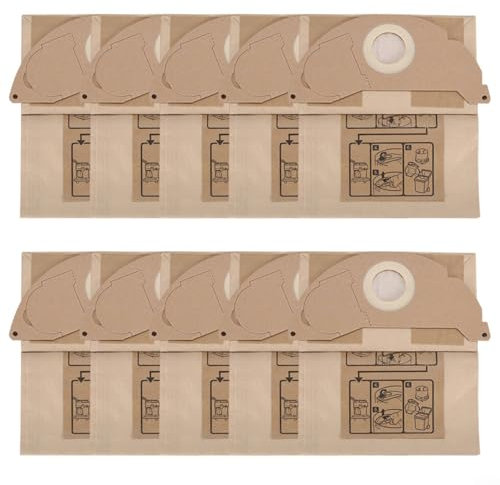 Emiif Confezione da 10 sacchetti per aspirapolvere Kärcher serie WD2 MV2 WD 2.200 WD 2.250 6.904-322.0, in tessuto non tessuto, grande capacità, filtrazione della polvere