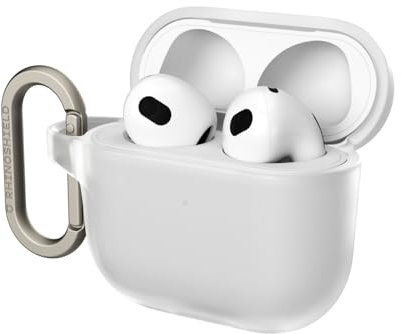 RHINOSHIELD AirPods Case mit Karabiner kompatibel mit Apple [AirPods 4] | Fallschutz in Militärqualität, Kratzfest, kabelloses Aufladen - Transparent, Standard Set