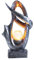 Solarlampe für Außen Garten Deko Terrassen Lampe Außen Boden Solar Lampe Outdoor stehend, mit Feuereffekt, Skulptur Silber, Crackle Glaskugel, 1x LED 3000K, BxH 25,5x45 cm