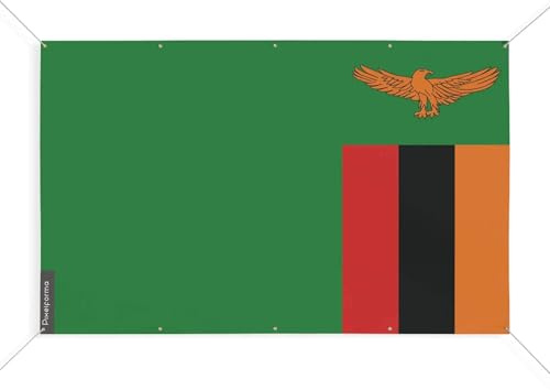 Bandiera Zambia con 10 occhielli in varie misure, 40 x 60 cm