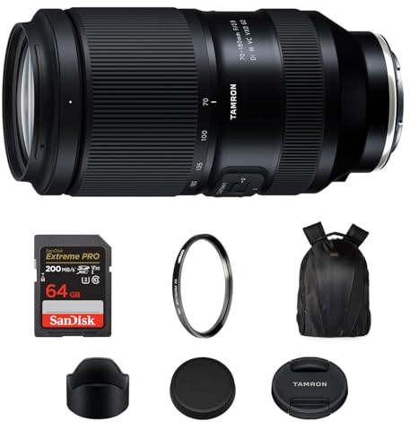 Tamron 70–180 mm f/2.8 Di III VC VXD G2 Objektiv (Sony E) mit schnellem Autofokus und VC-Stabilisierung, 64 GB Extreme PRO SDXC-Karte mit 200 MB/s Lesegeschwindigkeit, Tiffen 67 mm UV-Filter und