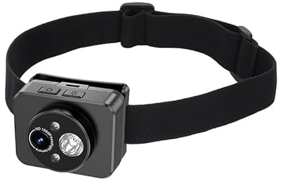 OBEST Fotocamera portatile con torcia frontale a LED intelligente regolabile e regolazione a 45 gradi, fotocamera per fanale 1080P per scheda di memoria da 128 GB, adatta per sport all'aria aperta