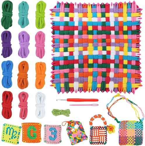 Quimoy Weaving Loom Kit, Potholder Loom Kit Crafts Gift for Girls Ages 6 7 8 9 10 11 12, Easy Pot Holder Loom Knitting Activity for Beginners, 216 Craft Loops