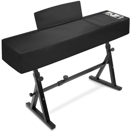 Explore Land 88 Keys Digital Piano Dust Cover with Music Stand Opening and Pockets - Waterproof Leatherette Electronic Keyboard Cover Fits for Most Piano