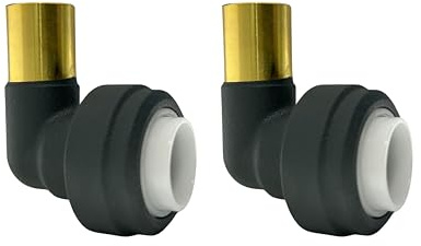 15mm x 10mm Pushfit Radiator Valve Anthracite Reducing Elbow Pair