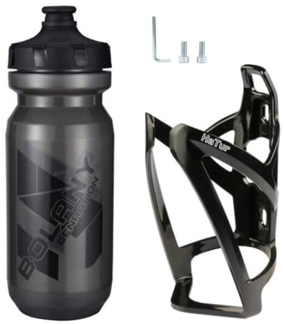 HaTur Flaschenhalter mit 21 Oz Fahrradflasche, Flaschenhalter Fahrrad Getränkehalter mit Schrauben, Leicht Trinkflaschenhalter mit BPA Frei Trinkflasche für MTB Fahrrad, Rennrad