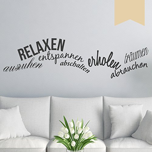 WANDKINGS Wandtattoo RELAXEN, entspannen, abschalten, abtauchen, ausruhen, erholen, träumen 60 x 16 cm beige - erhältlich in 33 Farben