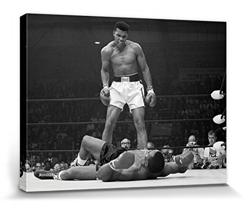 MUHAMMAD ALI 1art1 Poster Cassius Clay Gegen Sonny Liston, Lewiston 1965 Bilder Leinwand-Bild Auf Keilrahmen | XXL-Wandbild Poster Kunstdruck Als Leinwandbild 80x60 cm