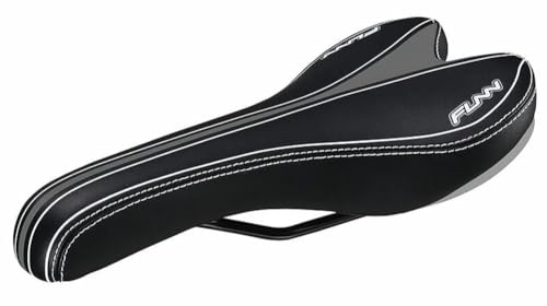 Funn Launch II Fahrradsattel mit leichten CrMo-Schienen, bequemer und langlebiger Fahrradsitz, robuster PVC-bezogener Fahrradsattel für MTB, BMX und Rennrad (Schwarz)