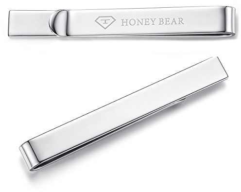 HONEY BEAR 5.4cm Herren Glänzend-Silber Krawattennadel Krawattenklammer Edelstahl Tie Clip (Glänzendes Silber)