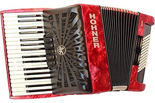 Hohner Bravo Line Facelift III Chromatisches Piano-Akkordeon mit Tasche 72 Bass rot