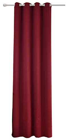 WOLTU Gardinen Vorhang Blickdicht mit Ösen, Leichter & weicher Verdunklungsvorhang Wärmeisolierend Ösenschal 135x225 cm Bordeaux, Thermovorhang Kälteschutz für Wohnzimmer Schlafzimmer Kinderzimmer