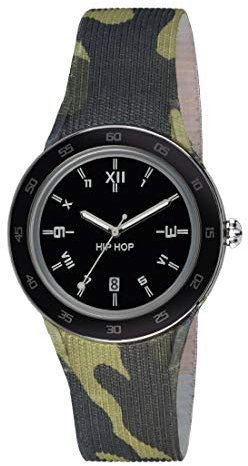HIP HOP Orologio UOMO METAL quadrante MONO-COLORE NERO movimento SOLO TEMPO - 3H QUARZO e CINTURINO SILICONE E METALLO MULTICOLORE HWU0704