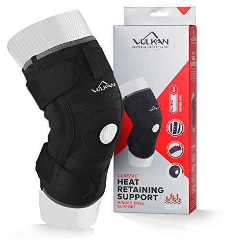 VULKAN Rodillera clásica con bisagras, mediana, rodillera con correas para soporte de rótula, rodilla para desgarros de menisco, lesiones del LCA y estabilidad de rodilla, rodilla para atletas,