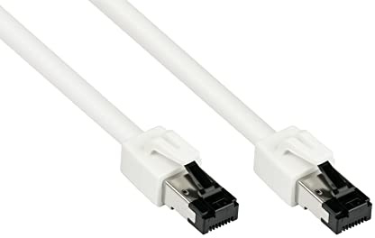 Good Connections PREMIUM Cat. 8.1 Patchkabel - 5 m - RNS Rastnasenschutz -S/FTP- 40GB/2000MHz - KUPFER-Leiter CU - Halogenfrei LSZH - Netzwerk-LAN-Kabel kompatibel zu CAT. 7 / 6A / 6 / 5e - WEISS