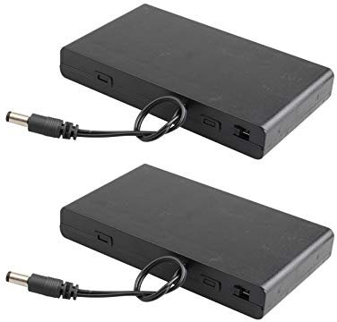 HALJIA 2Pcs 12V AA 8 x 1.5V Battery Holder Case Plastic Battery Storage Box with Case Cover ON/OFF Switch and DC Plug