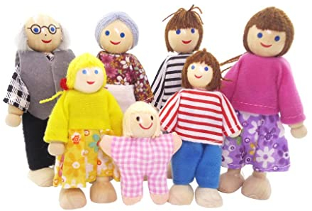 Perfeclan 7pcs Puppenhaus Familienmitgliednmitglied - 7 Personen Biegepuppen - Familienmitgliednpuppen - Kinder Spielzeug Geschenk