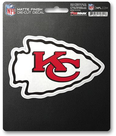 NFL Kansas City Chiefs Aufkleber, 20,3 x 20,3 cm, gestanzt, Teamfarben, Einheitsgröße